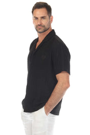 Men's Diamond Textured Button Down Knit Shirt