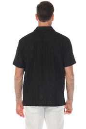 Men's Diamond Textured Button Down Knit Shirt