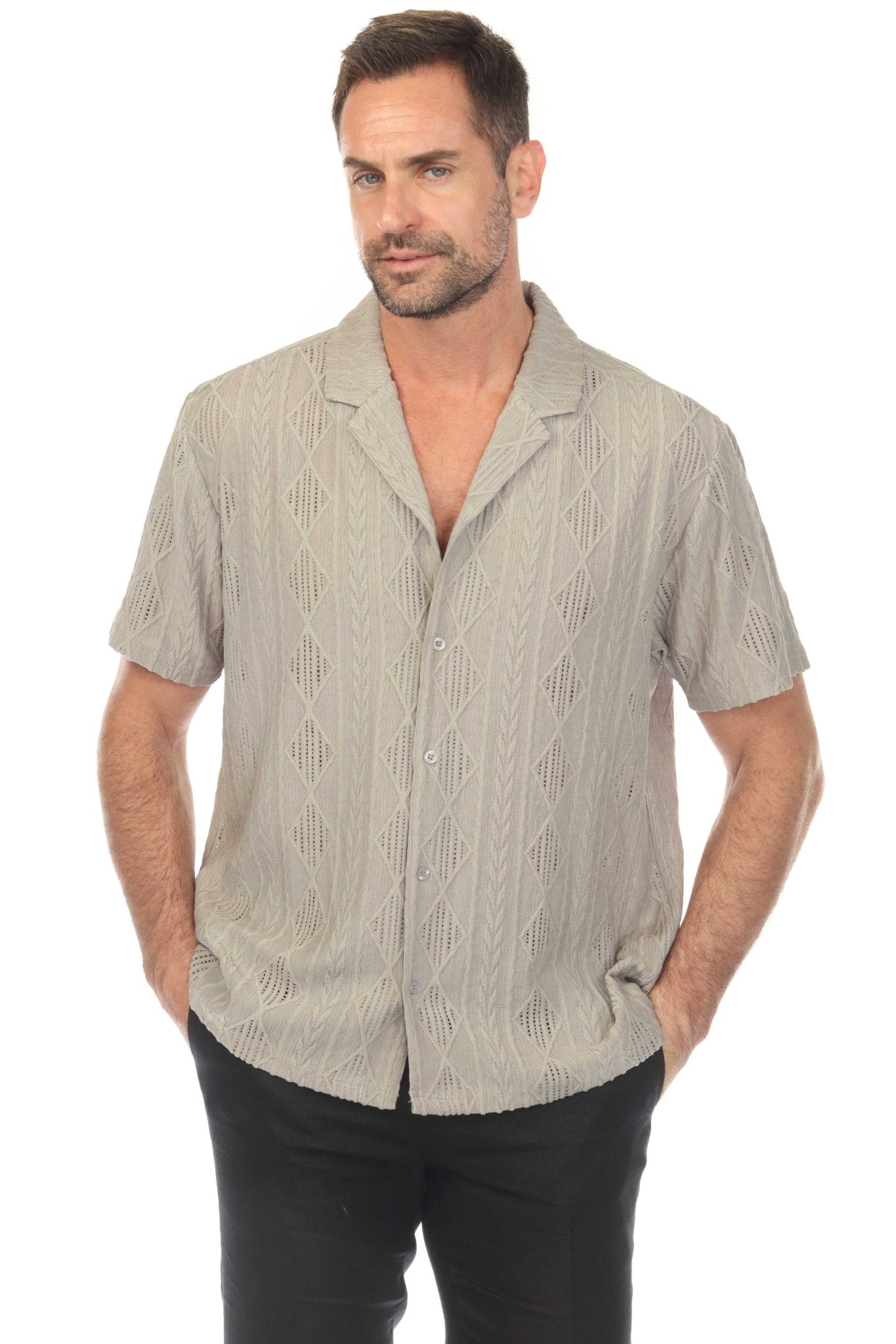 Polo elegante de primera calidad para hombre con moderno patrón de punto trenzado texturizado