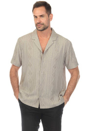 Men's Diamond Textured Button Down Knit Shirt