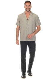 Men's Diamond Textured Button Down Knit Shirt