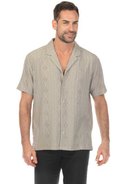 Men's Diamond Textured Button Down Knit Shirt