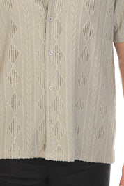 Men's Diamond Textured Button Down Knit Shirt
