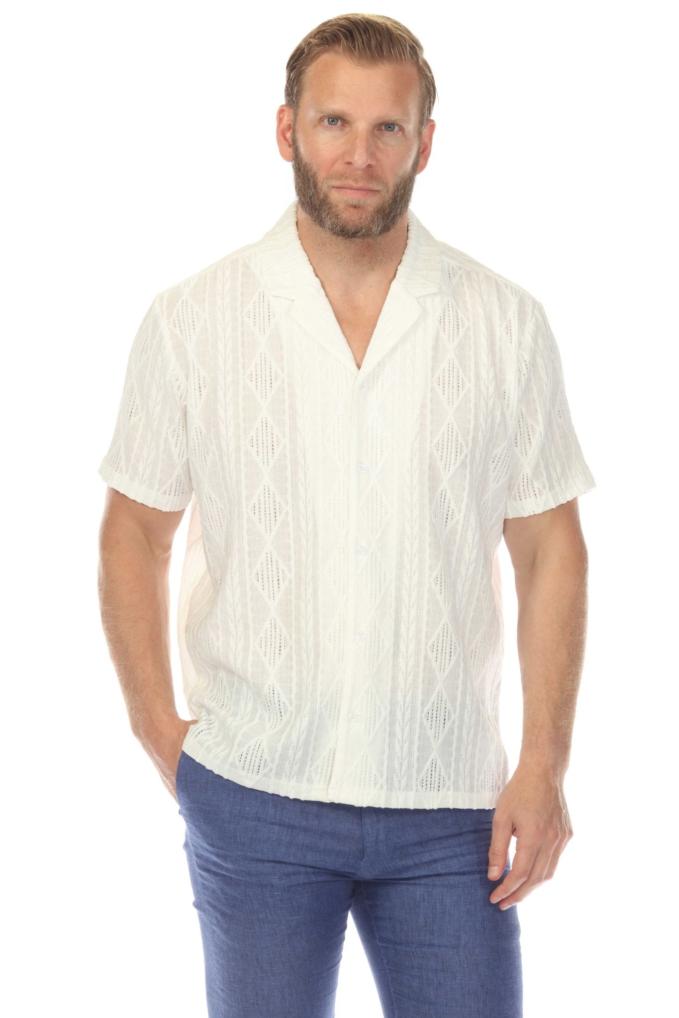 Polo elegante de primera calidad para hombre con moderno patrón de punto trenzado texturizado