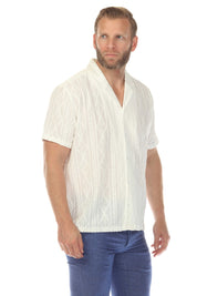 Men's Diamond Textured Button Down Knit Shirt