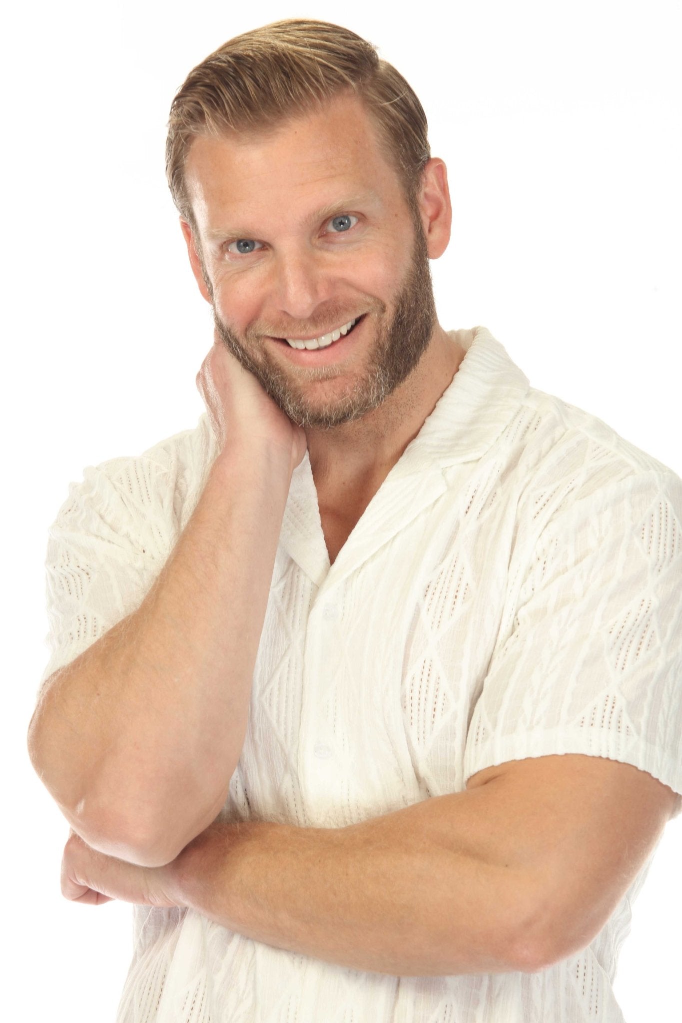 Men's Diamond Textured Button Down Knit Shirt