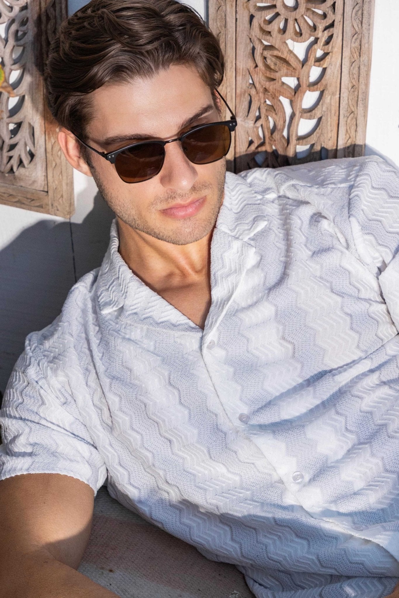 Men's Riviera Textured Button Down Knit Shirt
