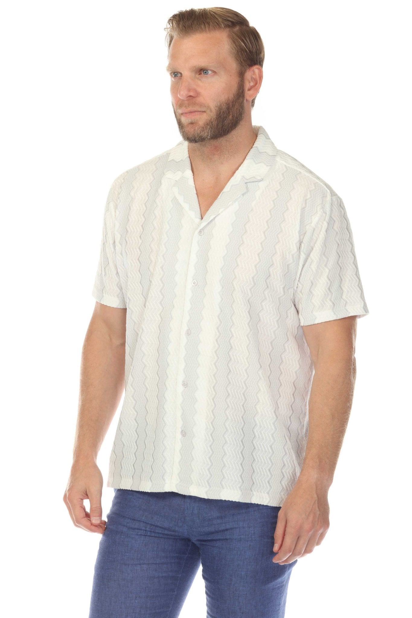 Men's Riviera Textured Button Down Knit Shirt