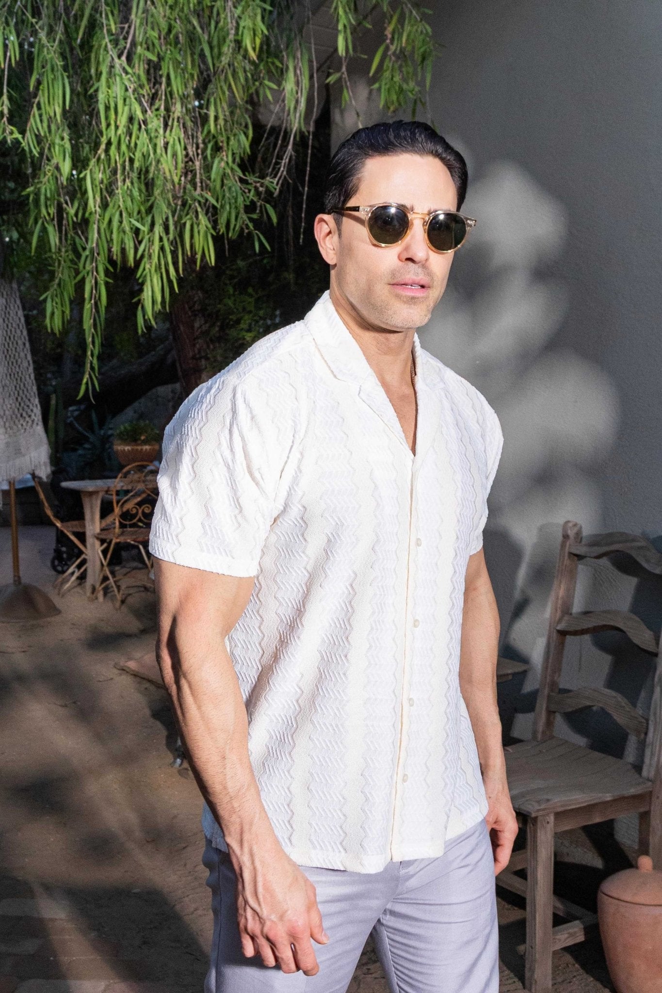 Men's Riviera Textured Button Down Knit Shirt