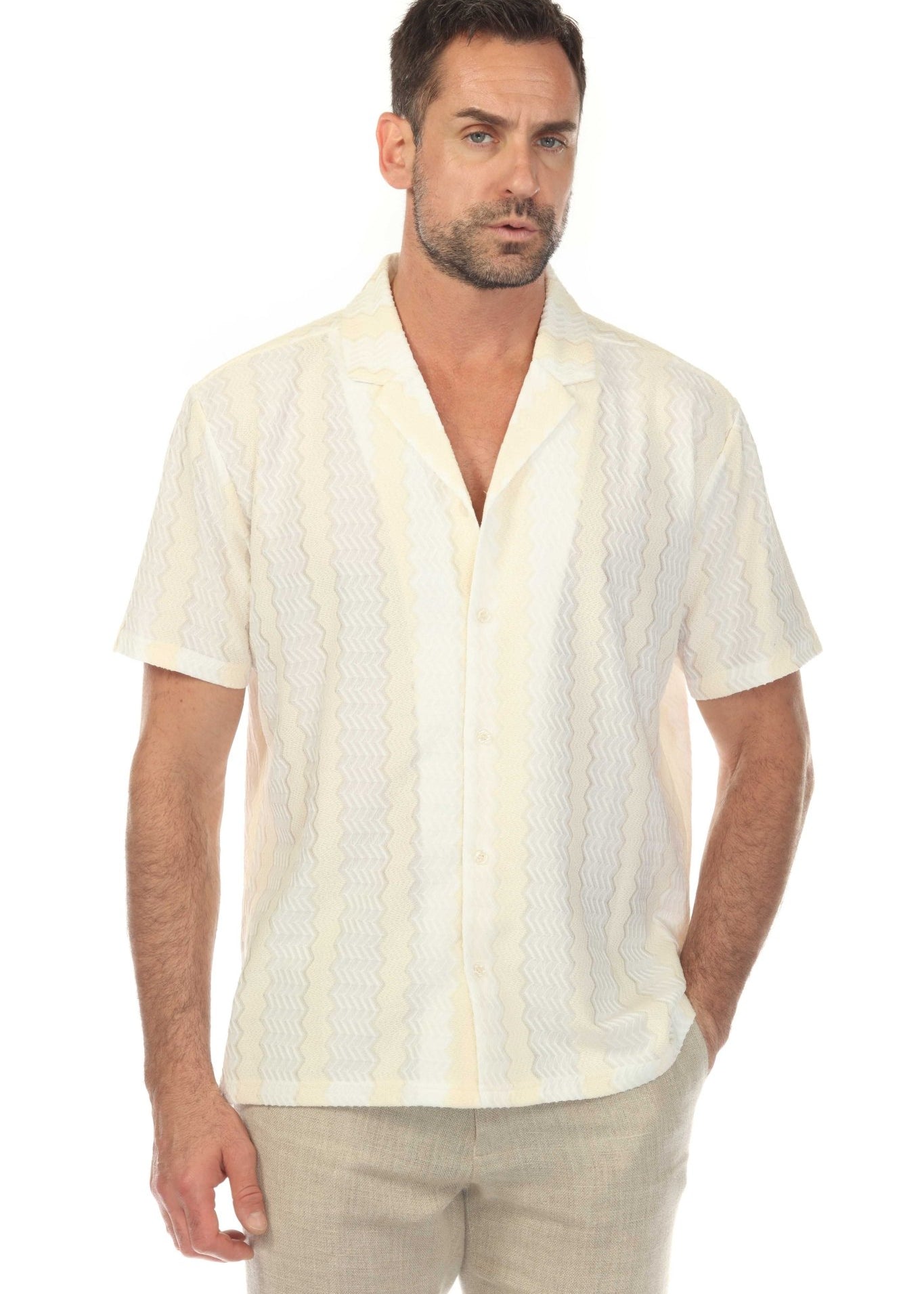Men's Riviera Textured Button Down Knit Shirt