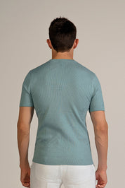 Waffle Knit Crew Neck Short Sleeve Sweater