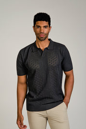 Cable Knit Polo Short Sleeve