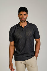 Cable Knit Polo Short Sleeve