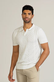 Cable Knit Polo Short Sleeve