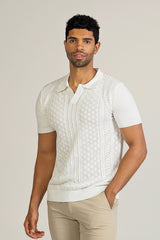 Cable Knit Polo Short Sleeve