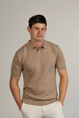 Fine Grid Knit Polo Short Sleeve