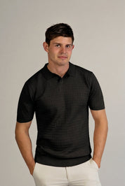 Fine Grid Knit Polo Short Sleeve