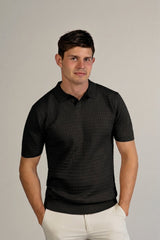 Fine Grid Knit Polo Short Sleeve