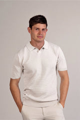 Fine Grid Knit Polo Short Sleeve