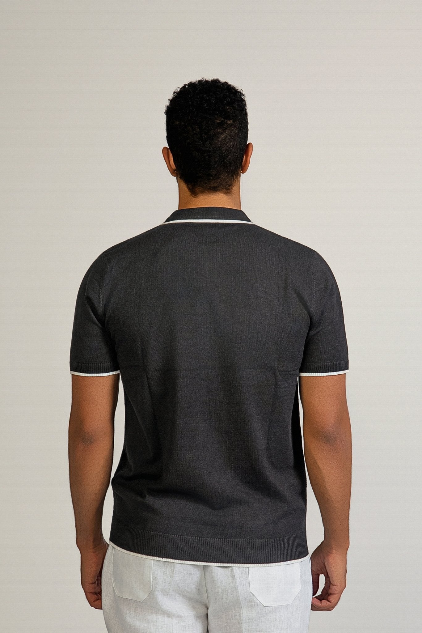 Checkerboard Knit Polo Short Sleeve