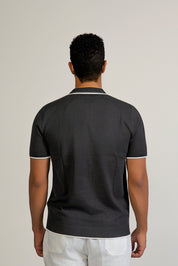 Checkerboard Knit Polo Short Sleeve