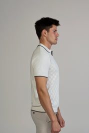 Checkerboard Knit Polo Short Sleeve