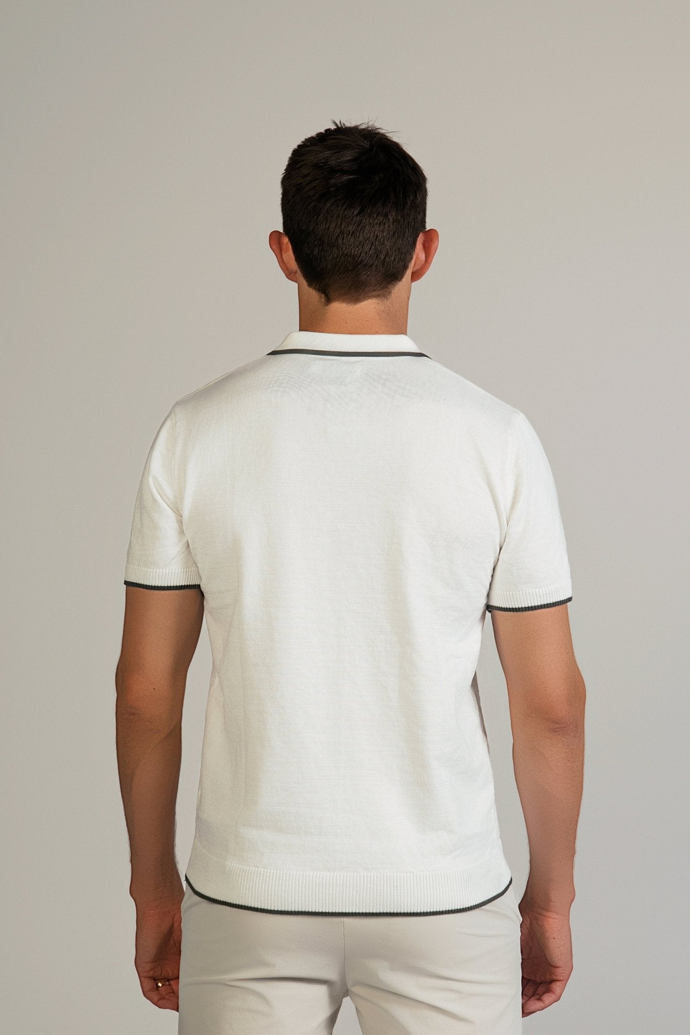 Checkerboard Knit Polo Short Sleeve