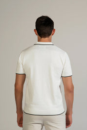 Checkerboard Knit Polo Short Sleeve