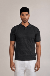 Pointelle Knit Polo Short Sleeve