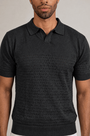 Pointelle Knit Polo Short Sleeve