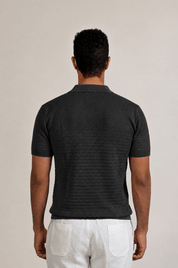 Pointelle Knit Polo Short Sleeve