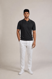 Pointelle Knit Polo Short Sleeve