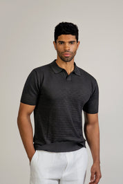 Pointelle Knit Polo Short Sleeve