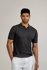 Pointelle Knit Polo Short Sleeve