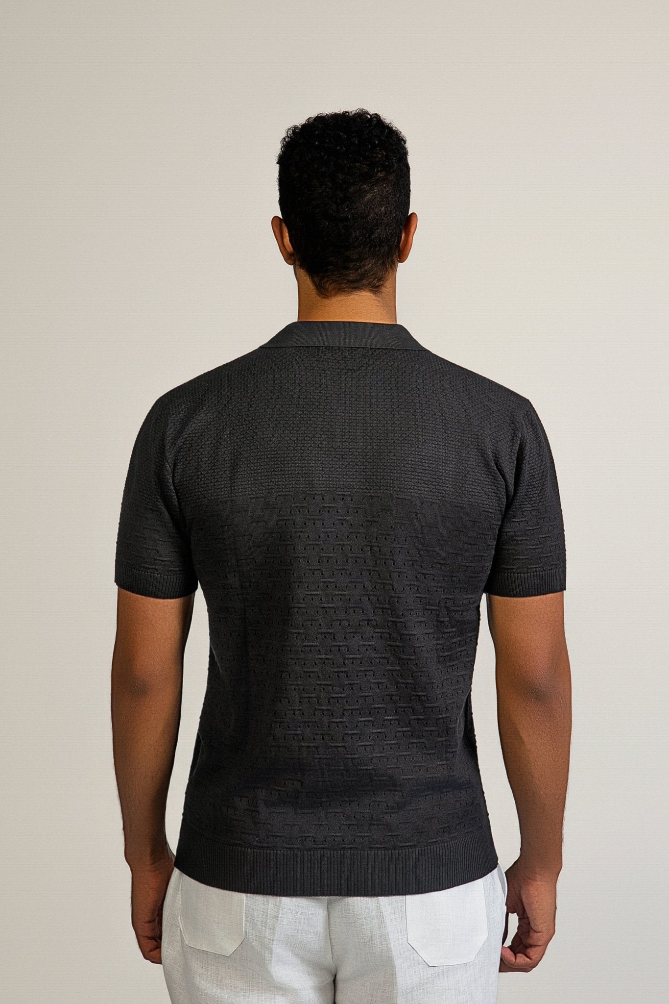 Pointelle Knit Polo Short Sleeve