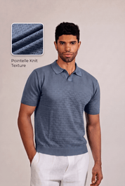 Pointelle Knit Polo Short Sleeve