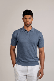 Pointelle Knit Polo Short Sleeve