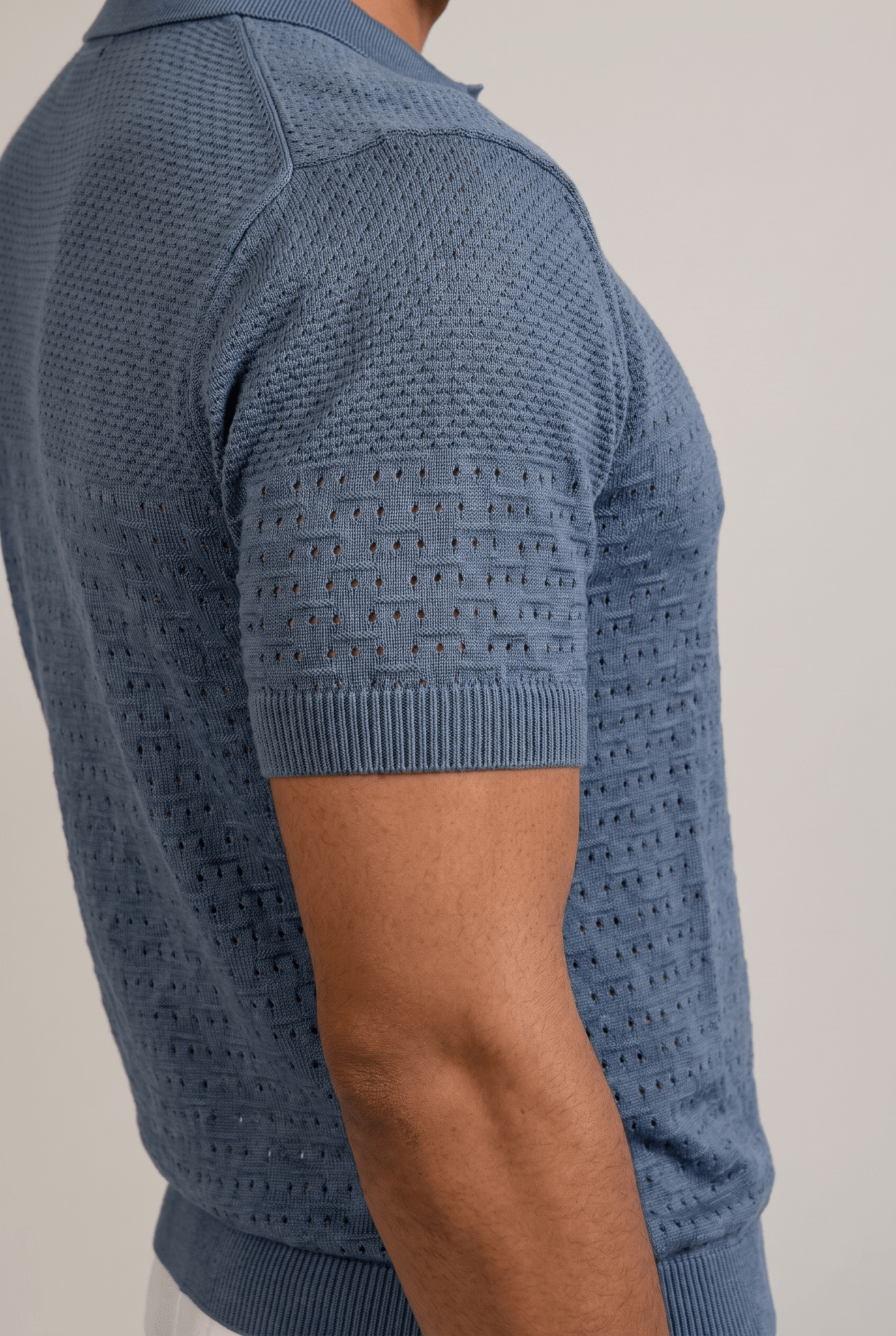 Pointelle Knit Polo Short Sleeve