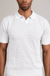 Pointelle Knit Polo Short Sleeve