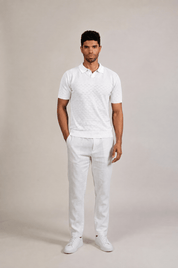 Pointelle Knit Polo Short Sleeve