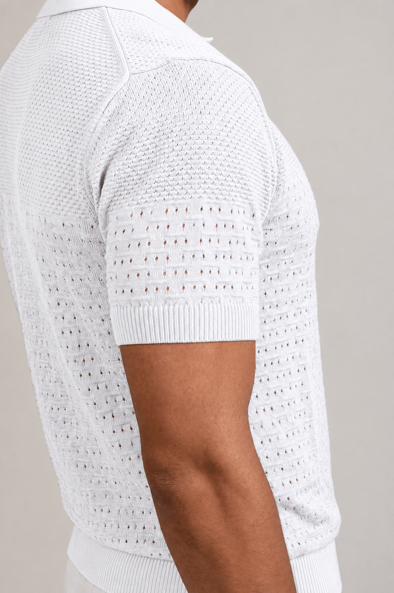 Pointelle Knit Polo Short Sleeve