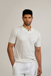 Pointelle Knit Polo Short Sleeve