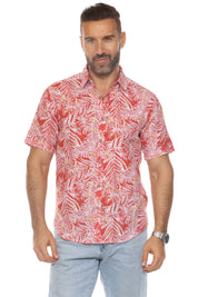 Camisa informal de lino con estampado estilo resort para hombre