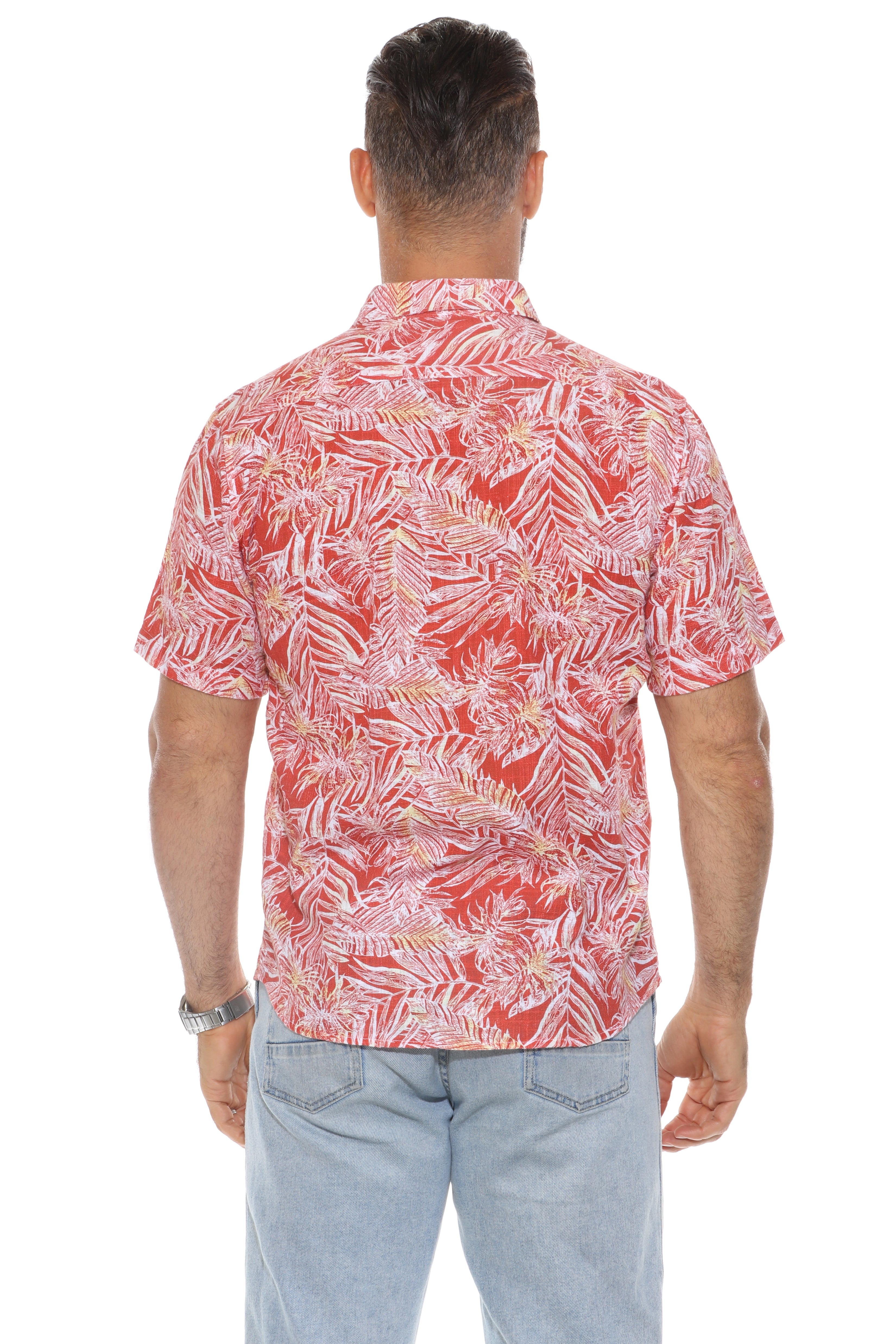 Camisa informal de lino con estampado estilo resort para hombre