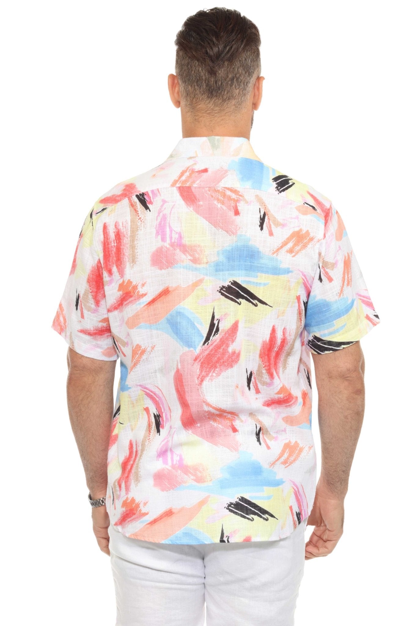 Resort Style Casual Linen Blend Colorful Print Shirt