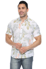 Camisa informal de lino con estampado estilo resort para hombre