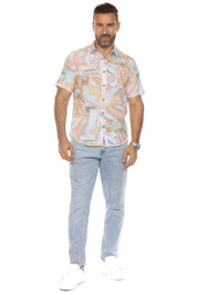 Men's Resort Style Casual Linen Blend Colorful Print Shirt