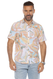 Men's Resort Style Casual Linen Blend Colorful Print Shirt
