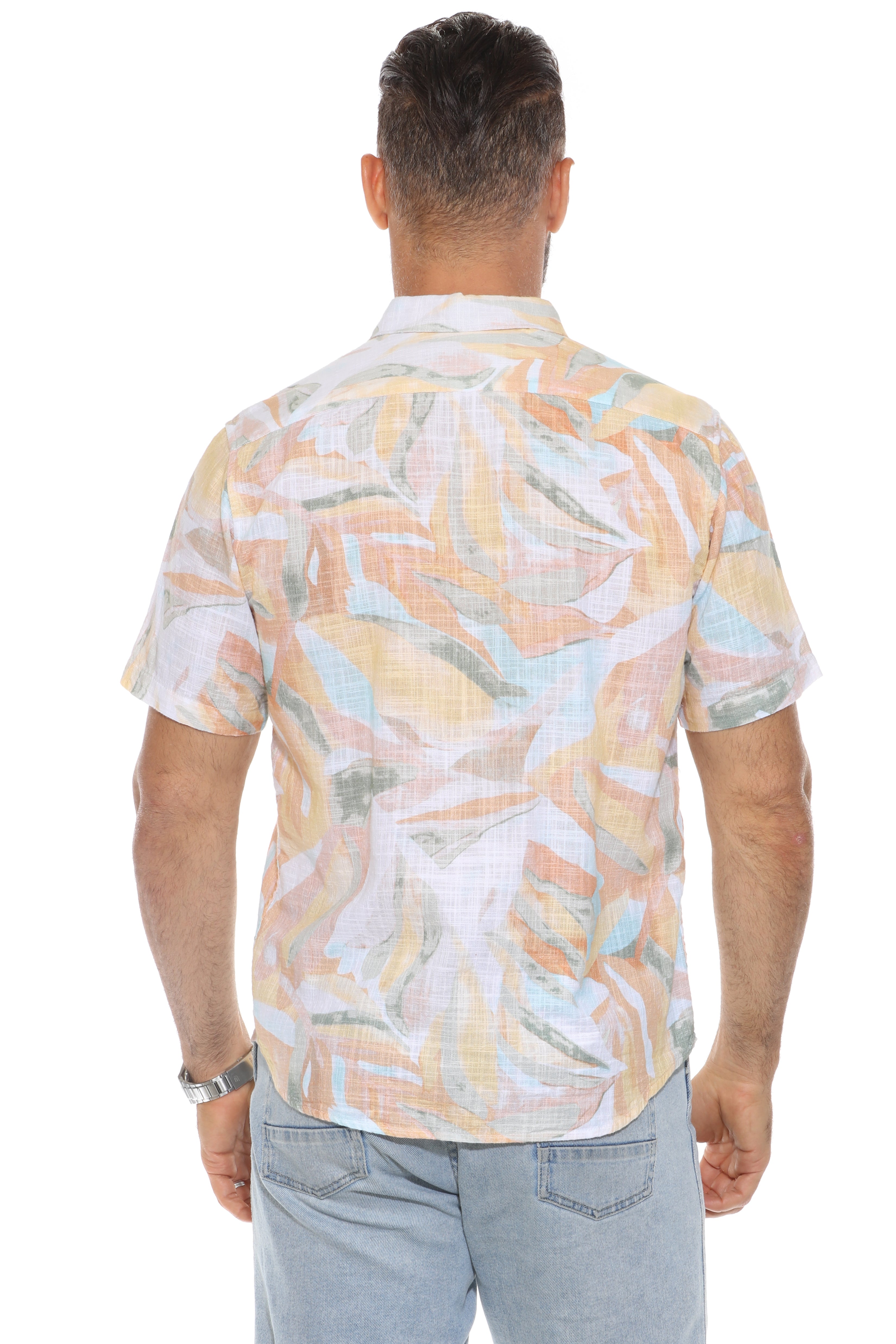 Men's Resort Style Casual Linen Blend Colorful Print Shirt