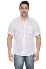 Camisa informal de lino con estampado estilo resort para hombre